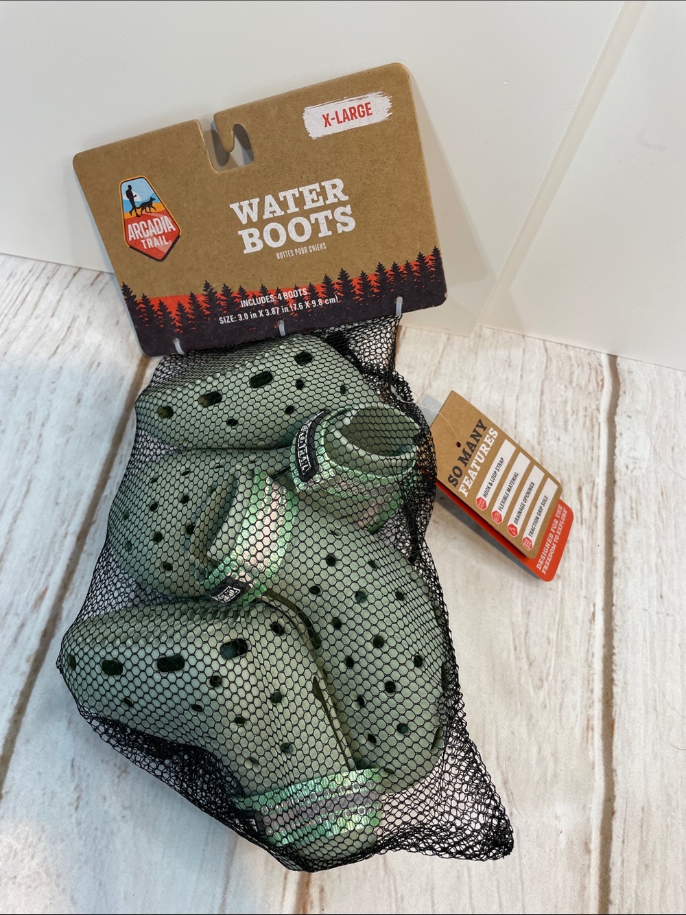 NWT Arcadia Trail Dog Water Boots XL Sage Green Doggie Boots Waterproof NEW